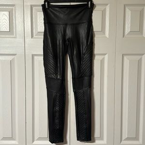 Spanx Black Faux Leather Moto Legging, Sz M, NWT